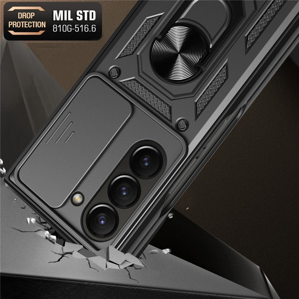 For Samsung Galaxy Z Fold6 5G Case PC+TPU Phone Protective Cover with Lens Protector Kickstand Phone Shell