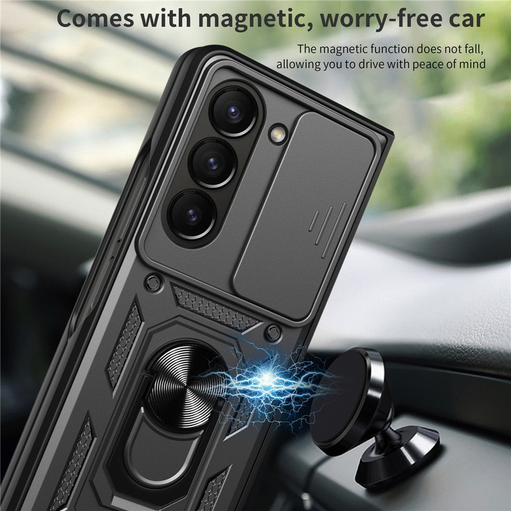 For Samsung Galaxy Z Fold6 5G Case PC+TPU Phone Protective Cover with Lens Protector Kickstand Phone Shell