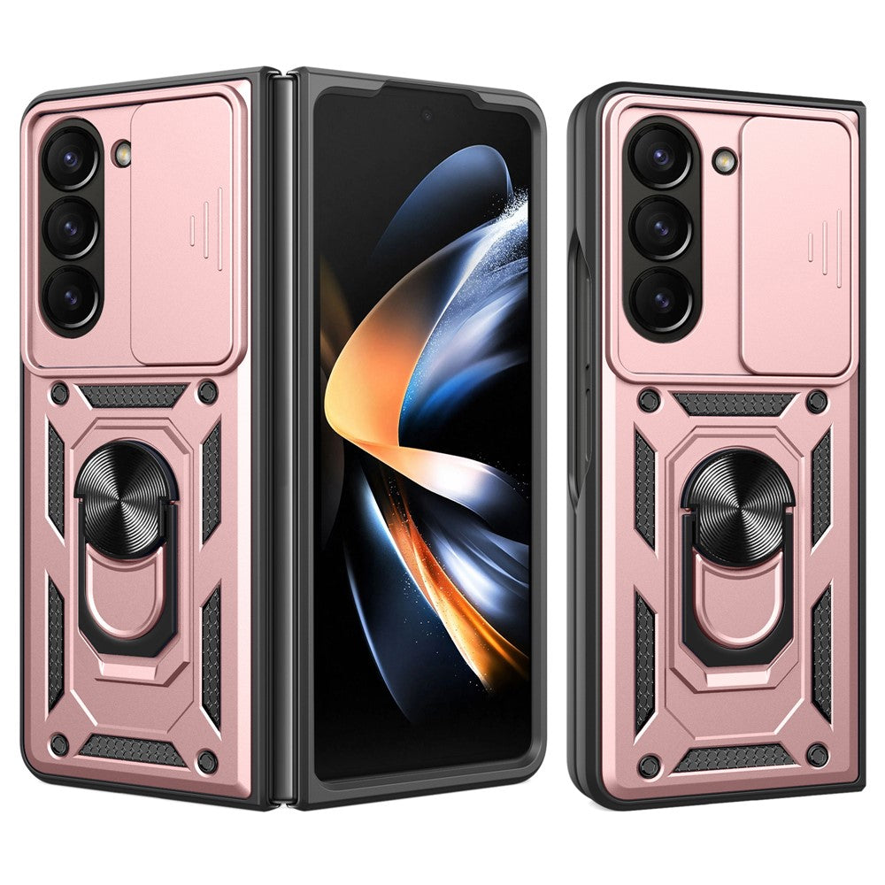 For Samsung Galaxy Z Fold6 5G Case PC+TPU Phone Protective Cover with Lens Protector Kickstand Phone Shell