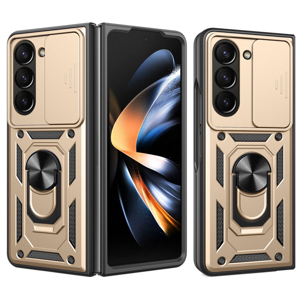 For Samsung Galaxy Z Fold6 5G Case PC+TPU Phone Protective Cover with Lens Protector Kickstand Phone Shell