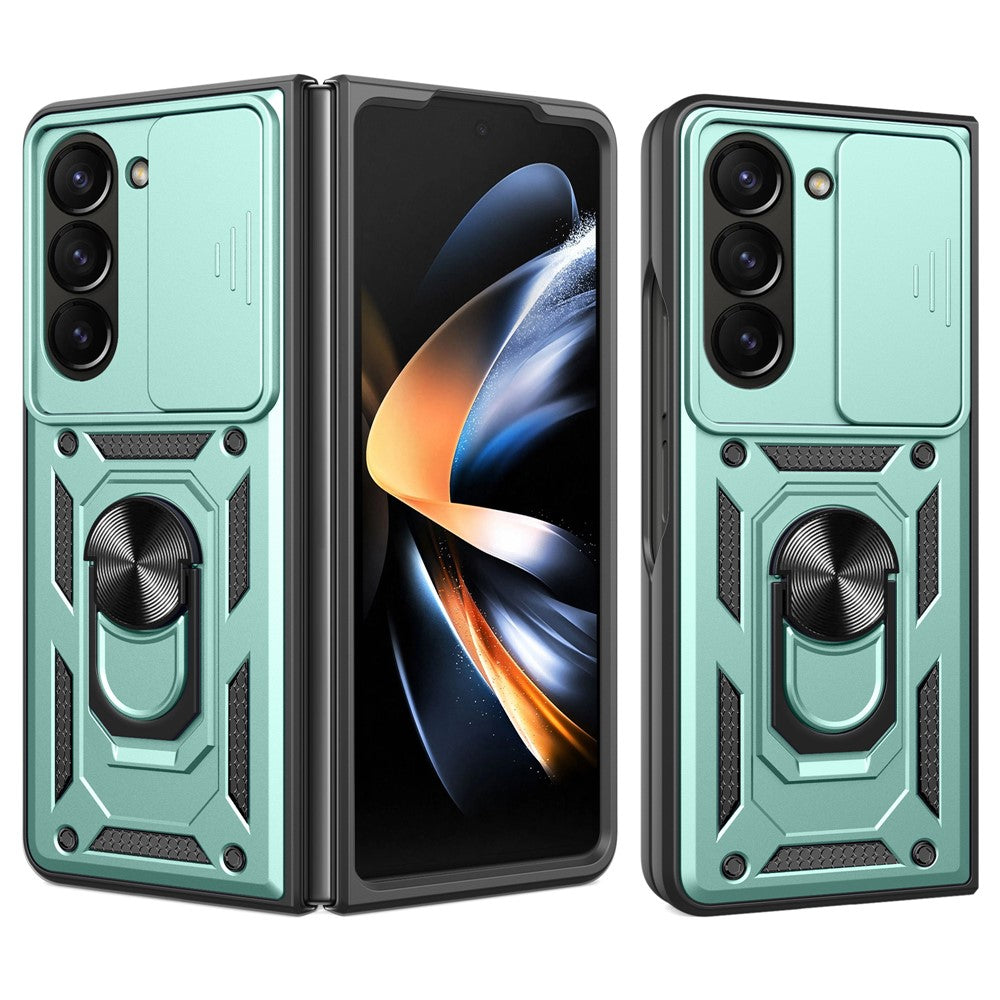 For Samsung Galaxy Z Fold6 5G Case PC+TPU Phone Protective Cover with Lens Protector Kickstand Phone Shell