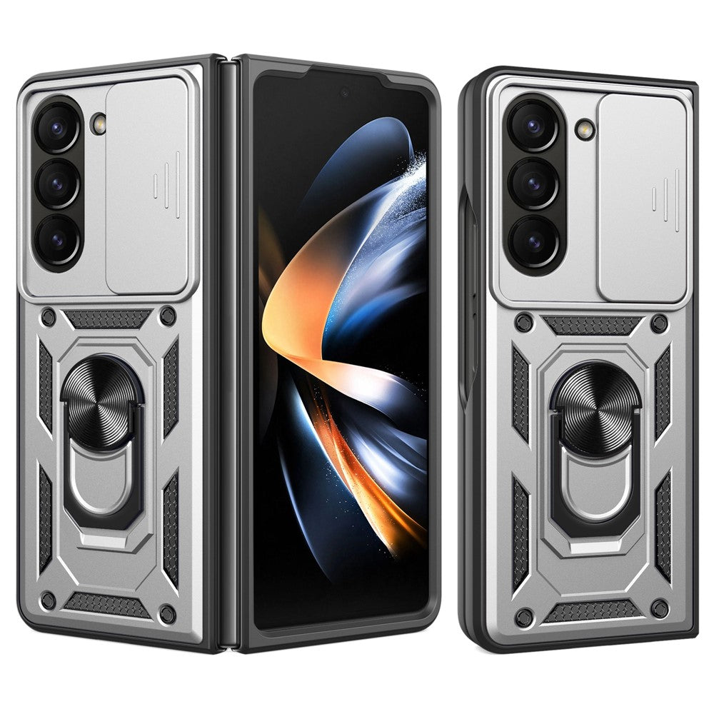 For Samsung Galaxy Z Fold6 5G Case PC+TPU Phone Protective Cover with Lens Protector Kickstand Phone Shell