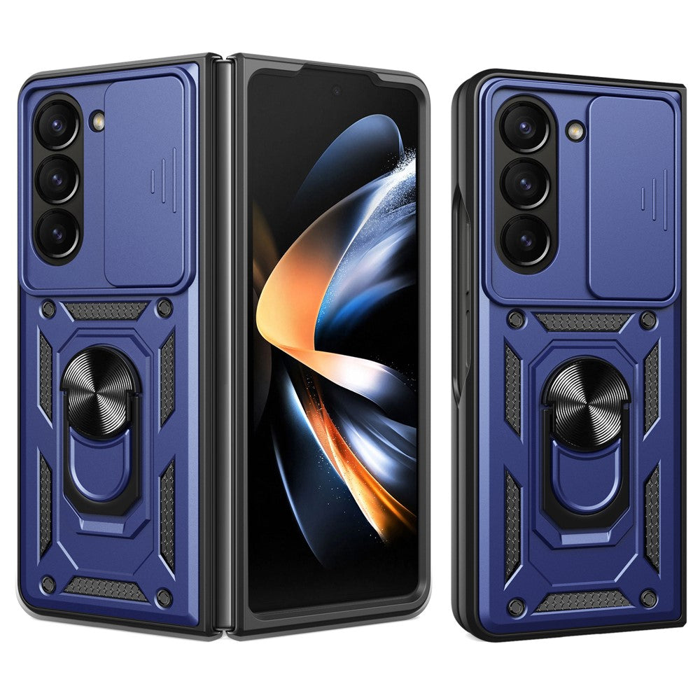 For Samsung Galaxy Z Fold6 5G Case PC+TPU Phone Protective Cover with Lens Protector Kickstand Phone Shell