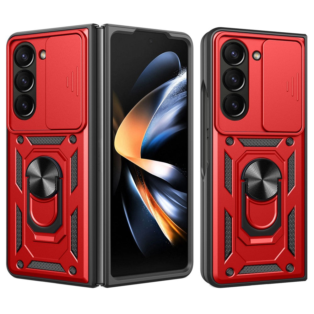 For Samsung Galaxy Z Fold6 5G Case PC+TPU Phone Protective Cover with Lens Protector Kickstand Phone Shell