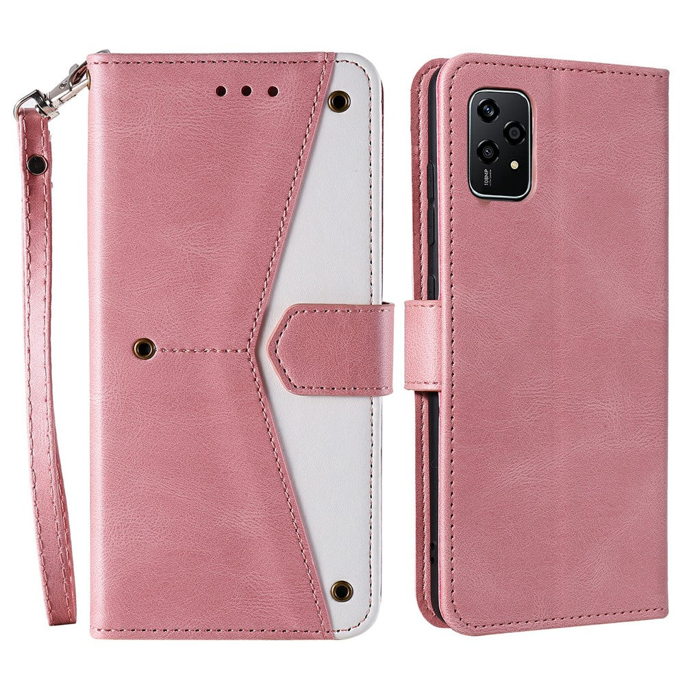 For Honor 200 Lite Case Splicing Stitching Leather Stand Wallet Phone Cover