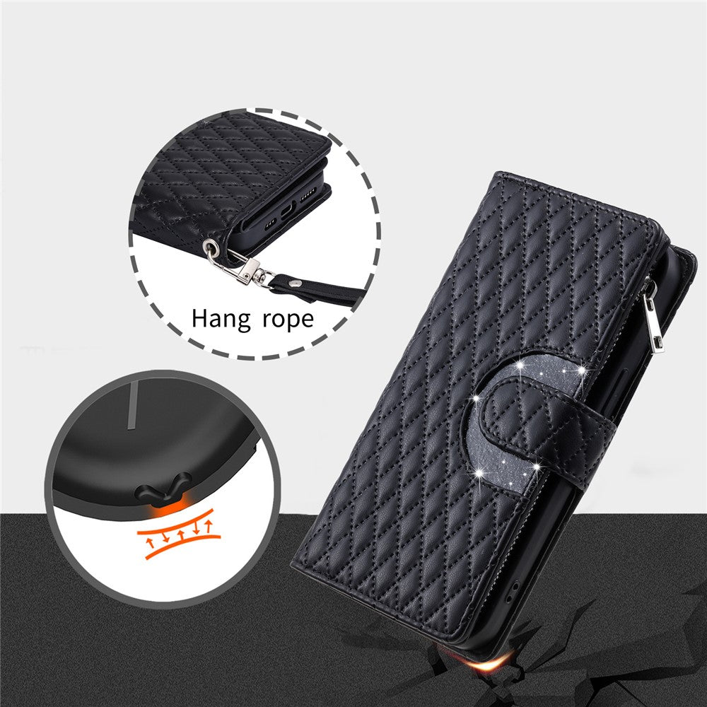 Style 012 for Honor 200 Lite Case PU Leather Glitter Phone Cover with Zipper Pocket