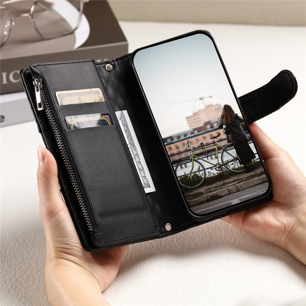 Style 012 for Honor 200 Lite Case PU Leather Glitter Phone Cover with Zipper Pocket