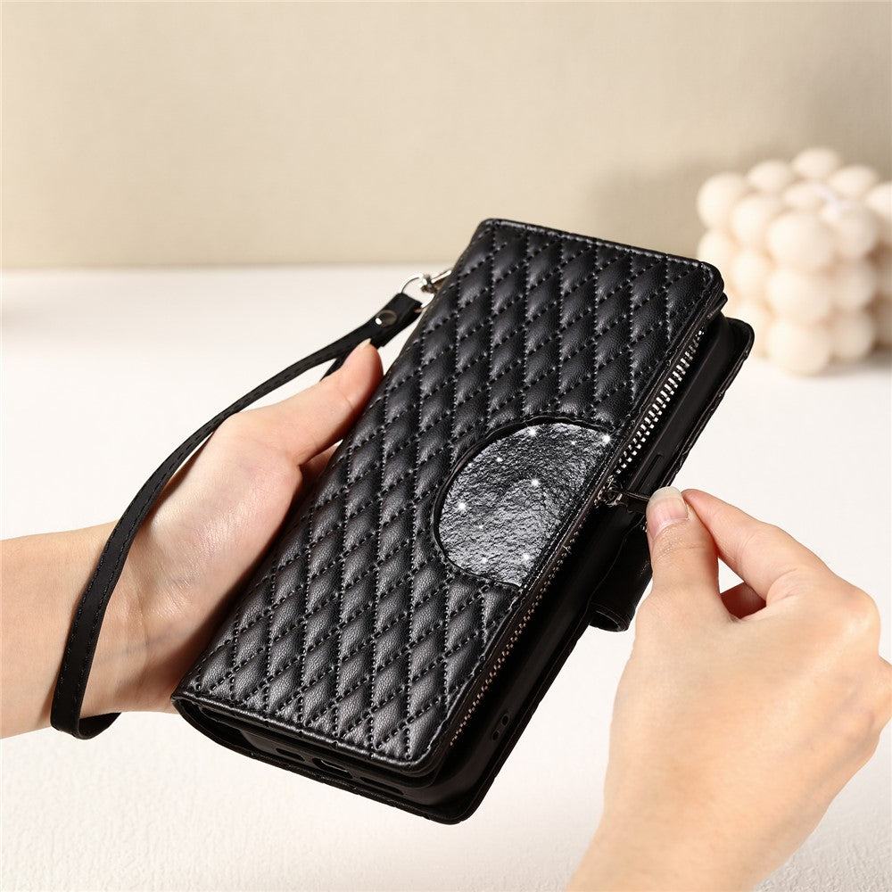Style 012 for Honor 200 Lite Case PU Leather Glitter Phone Cover with Zipper Pocket