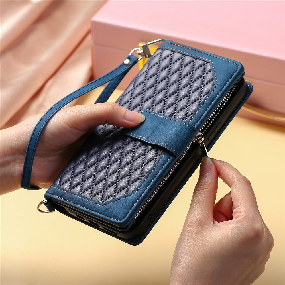 Style 005 For Honor 200 Lite Case Zipper Wallet Grid Leather Phone Cover