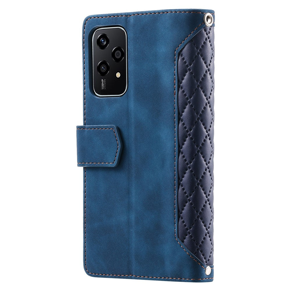 Style 005 For Honor 200 Lite Case Zipper Wallet Grid Leather Phone Cover