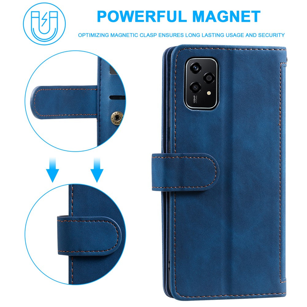 For Honor 200 Lite Case Zipper Pocket Leather Wallet Phone Cover with 9 Card Slots