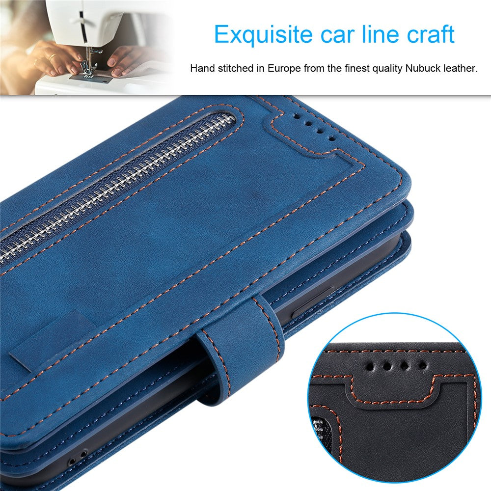 For Honor 200 Lite Case Zipper Pocket Leather Wallet Phone Cover with 9 Card Slots