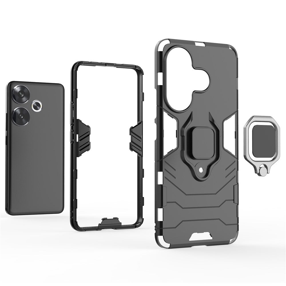 For Xiaomi Redmi Turbo 3 5G / Poco F6 5G Case Ring Holder Kickstand PC+TPU Phone Cover
