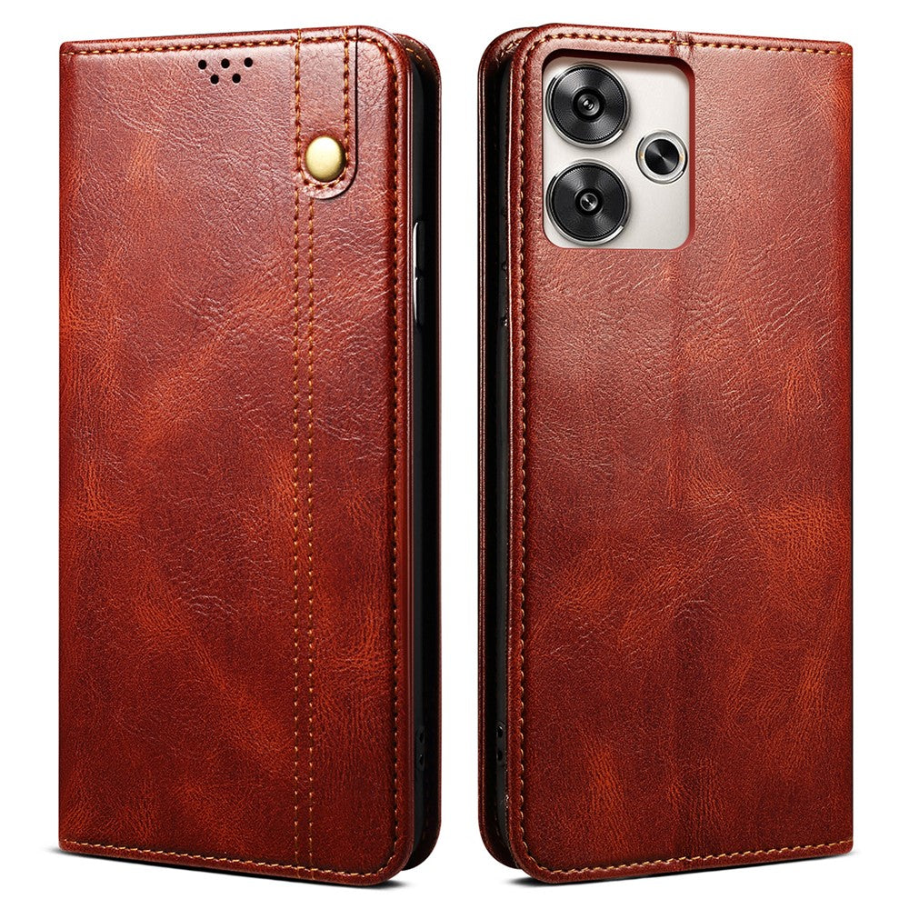 For Xiaomi Redmi Turbo 3 5G / Poco F6 5G Case Viewing Stand Crazy Horse Texture Leather Phone Cover