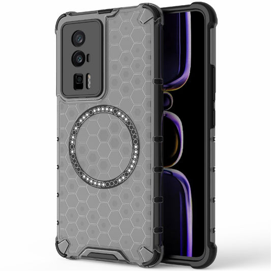 For Xiaomi Poco F5 Pro 5G / K60 5G / K60 Pro 5G Magnetic Case TPU+PC Honeycomb Cushioning Shockproof Phone Cover