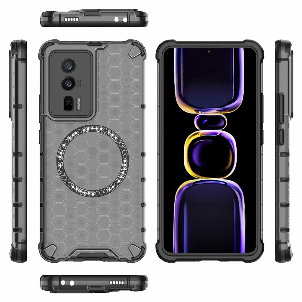 For Xiaomi Poco F5 Pro 5G / K60 5G / K60 Pro 5G Magnetic Case TPU+PC Honeycomb Cushioning Shockproof Phone Cover