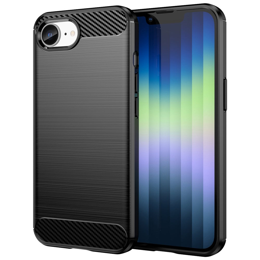 For iPhone 17e / 16e Case Carbon Fiber Texture Flexible TPU Brushed Phone Cover