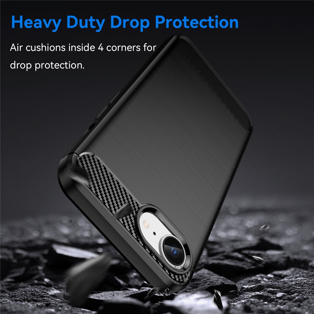 For iPhone 17e / 16e Case Carbon Fiber Texture Flexible TPU Brushed Phone Cover