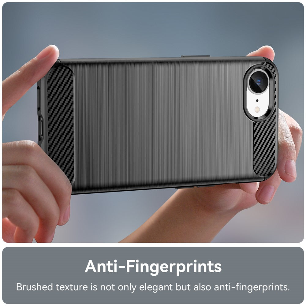 For iPhone 17e / 16e Case Carbon Fiber Texture Flexible TPU Brushed Phone Cover