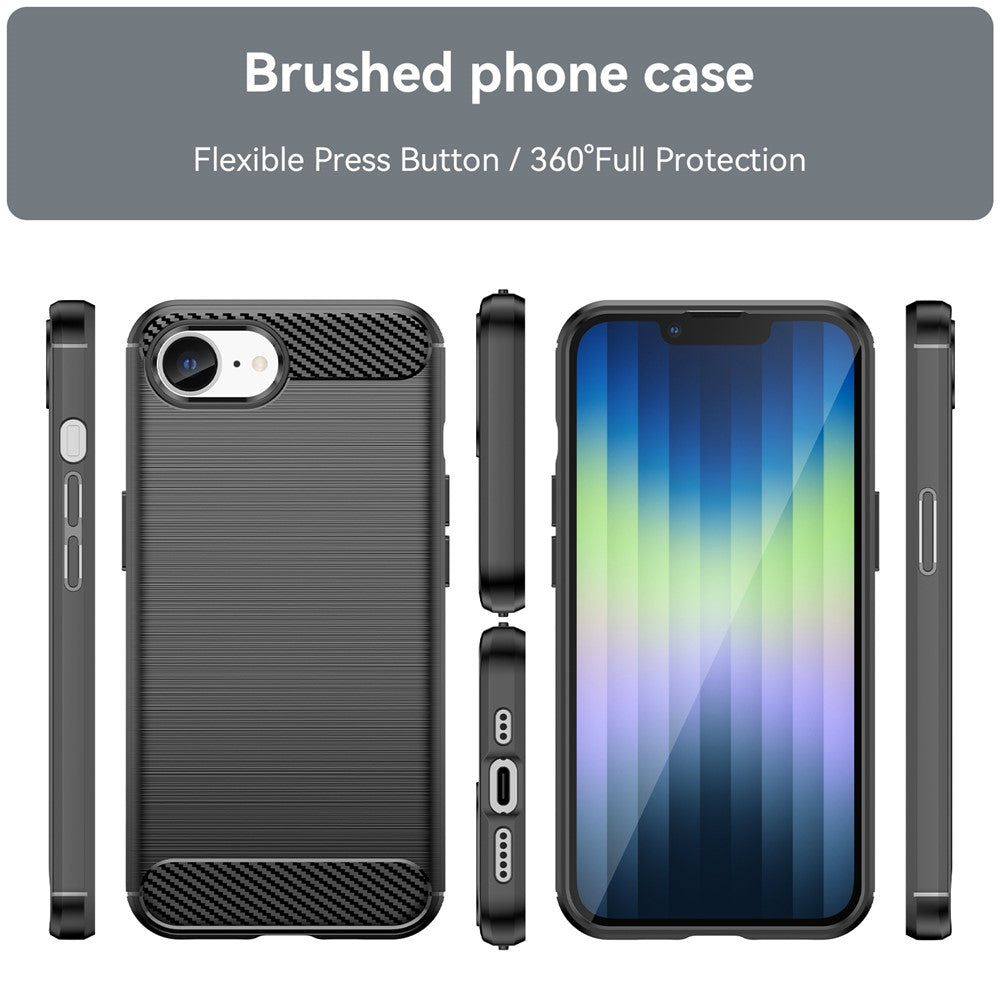 For iPhone 17e / 16e Case Carbon Fiber Texture Flexible TPU Brushed Phone Cover