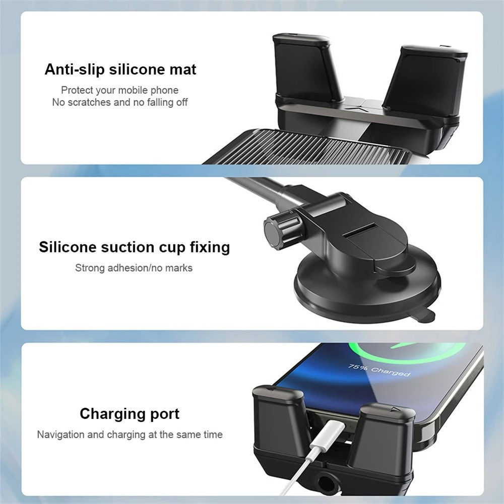 X034PAD Suction Cup Base Flexible Gooseneck Phone Holder Bracket for Car Windshield Dashboard