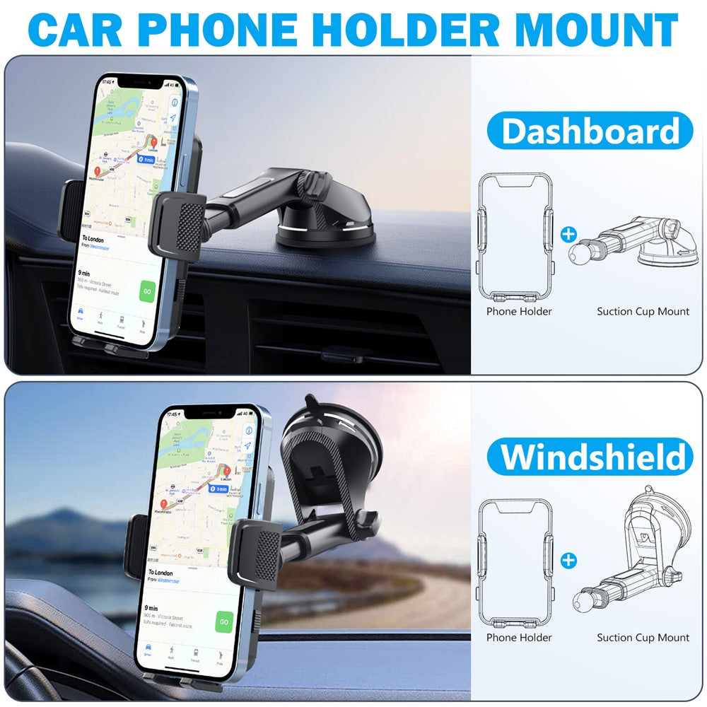 Auto-Handyhalterung – Mit 360°-Drehung, ausziehbarem Saugnapf für Windschutzscheibe und Armaturenbrett