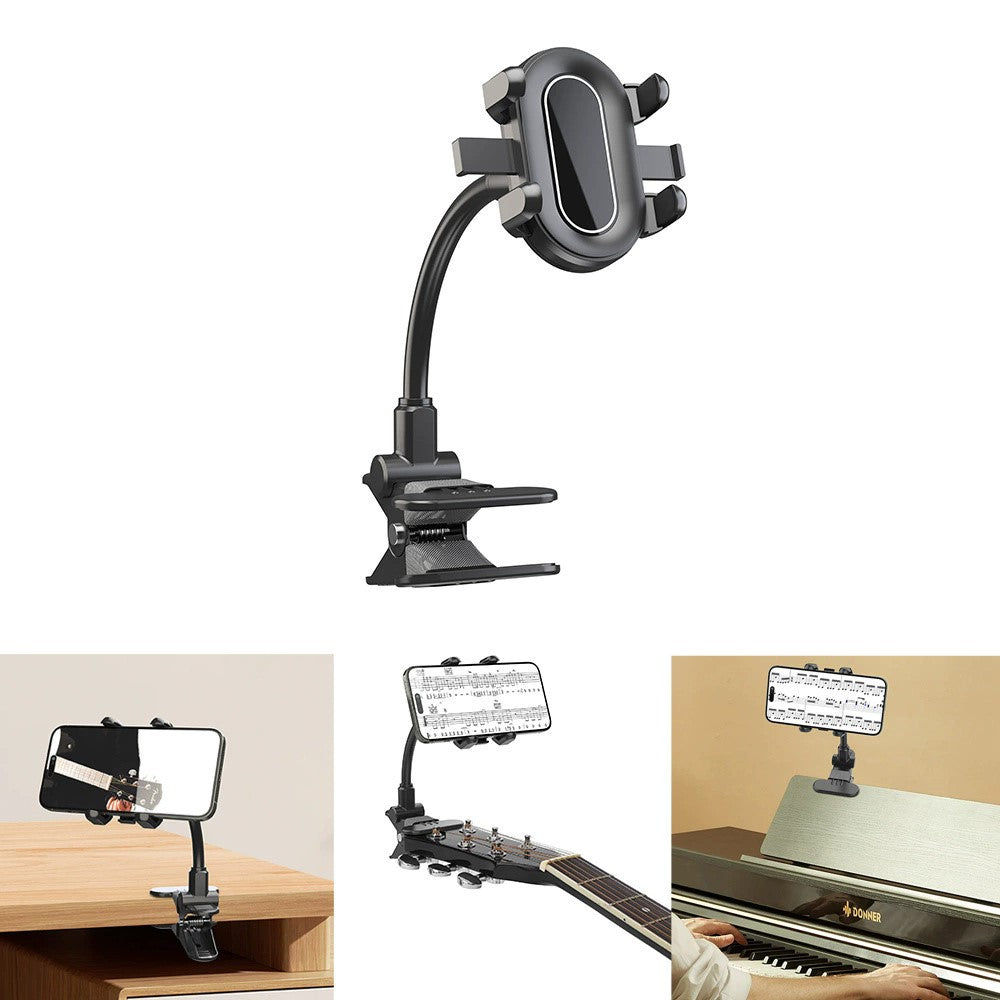 X040 Universal Phone Holder Clamp Mount Bracket for Electric Guitar Bass Ukulele Live Teaching Video Recording