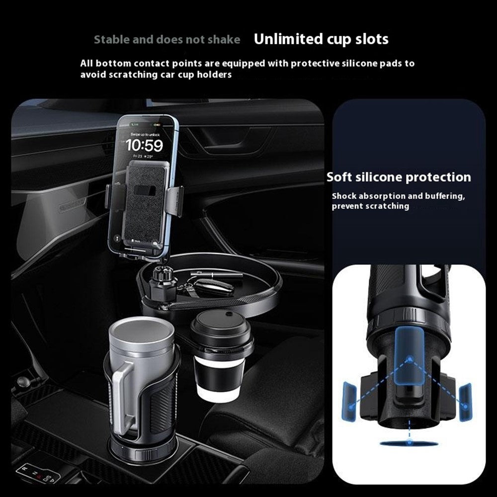 CP242 Car Cup Holder Expansion Tray Universal 4 in 1 Car Phone Holder Cup Holder Tray Stand