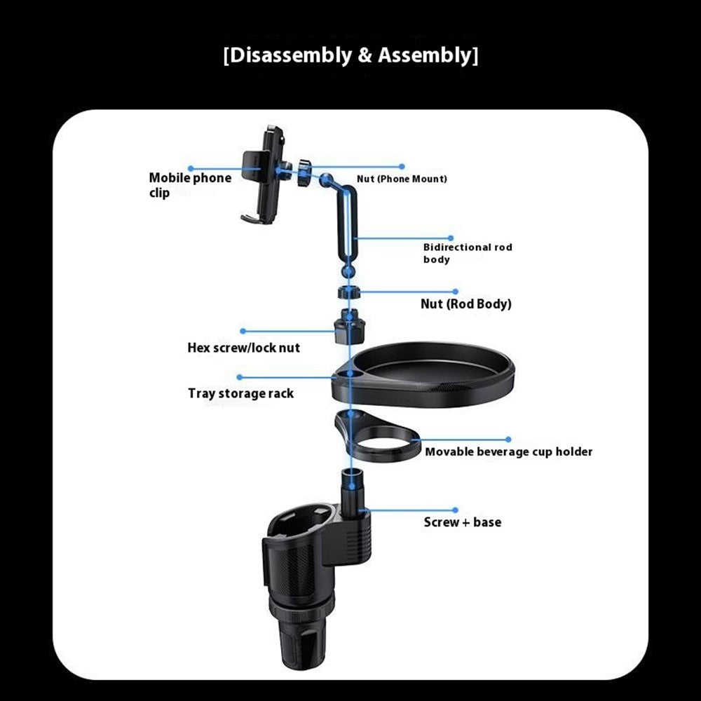 CP242 Car Cup Holder Expansion Tray Universal 4 in 1 Car Phone Holder Cup Holder Tray Stand