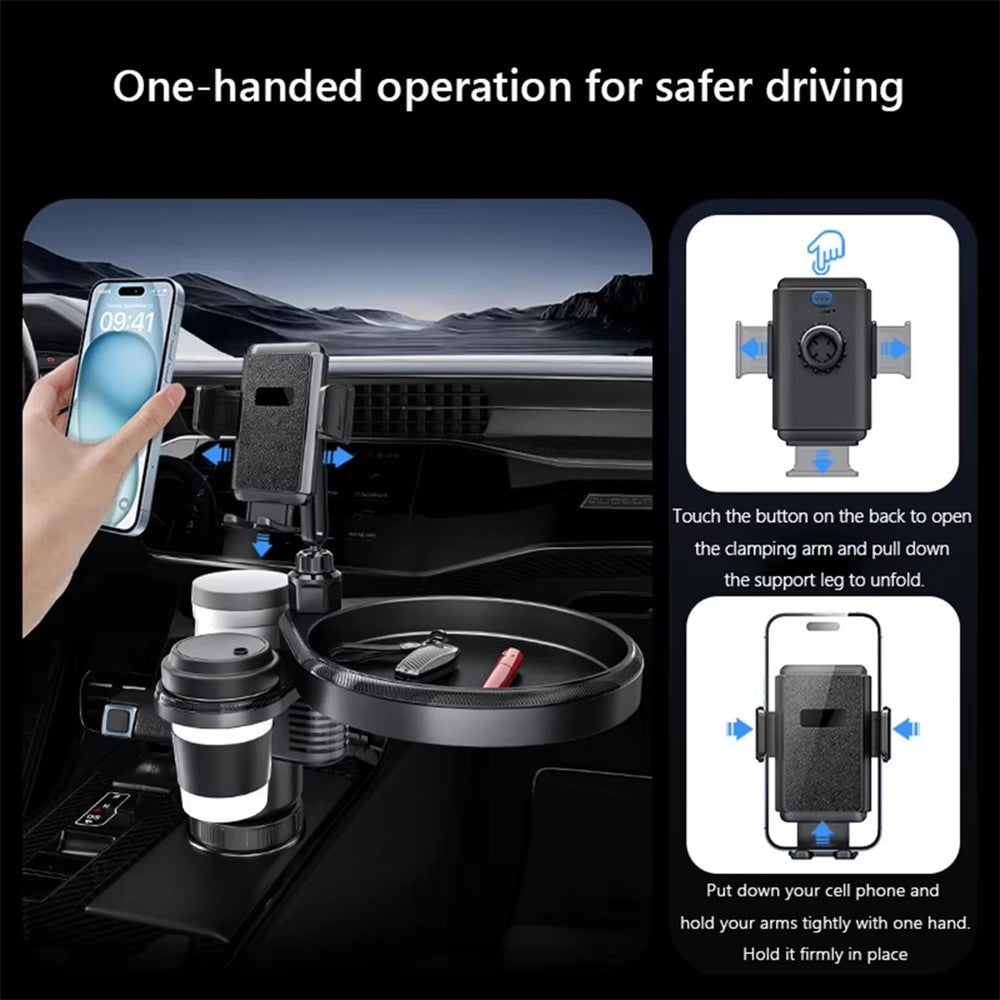 CP242 Car Cup Holder Expansion Tray Universal 4 in 1 Car Phone Holder Cup Holder Tray Stand