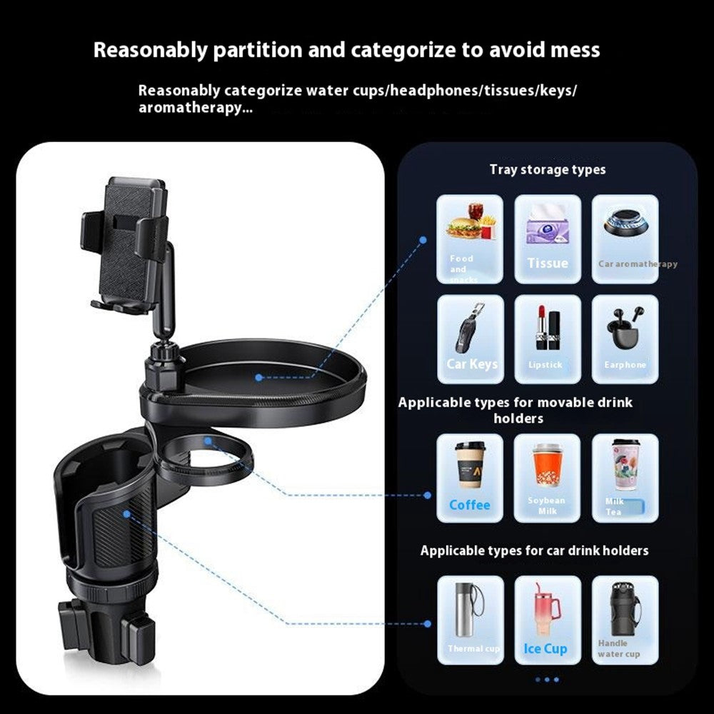 CP242 Car Cup Holder Expansion Tray Universal 4 in 1 Car Phone Holder Cup Holder Tray Stand