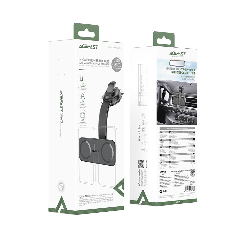 ACEFAST D60 Center Console Dual Magnetic Car Phone Mount 360° Angle Adjustment Car Phone Holder