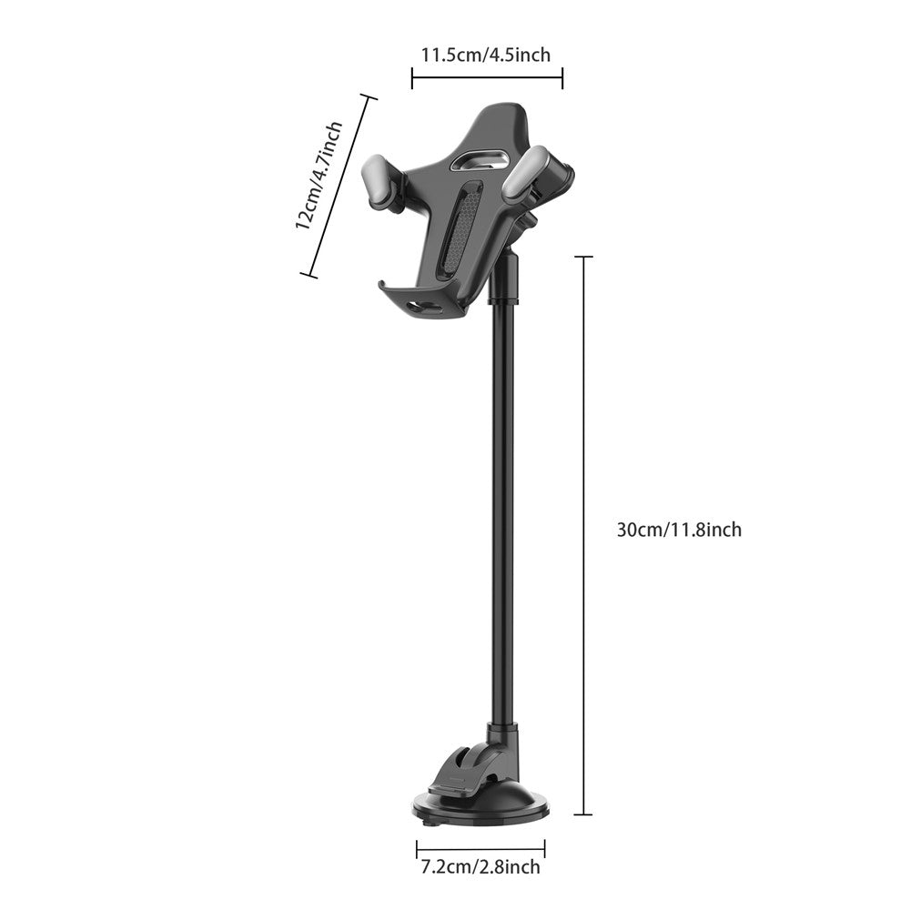 X034 Gooseneck Car Phone Mount Suction Cup Windshield Dashboard Holder Flexible Long Arm 360 Degree Adjustable Mobile Holder for 4.7-7.2 Inch Phones