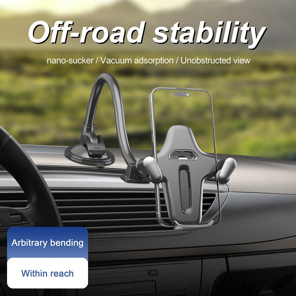 X034 Gooseneck Car Phone Mount Suction Cup Windshield Dashboard Holder Flexible Long Arm 360 Degree Adjustable Mobile Holder for 4.7-7.2 Inch Phones