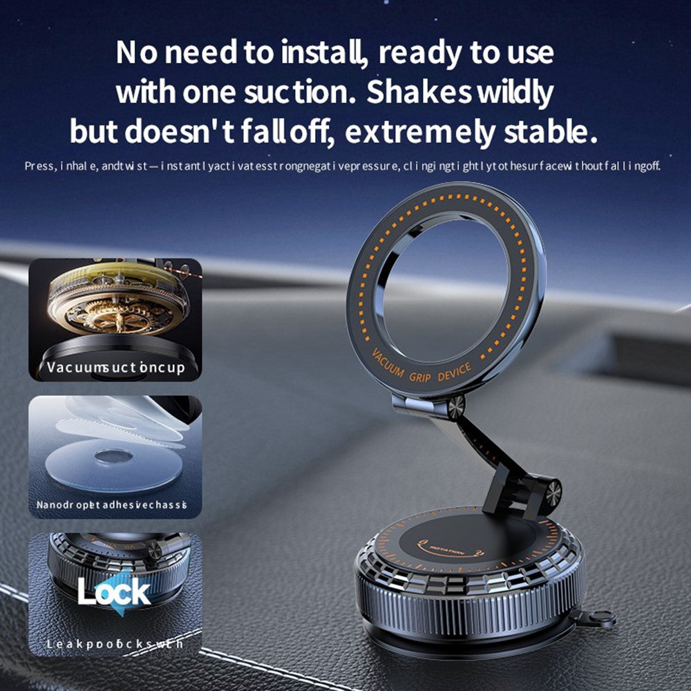 K9 All Metal Car Desktop Phone Holder Vacuum Suction Magnetic Stand 360 Degree Rotation Foldable Mount