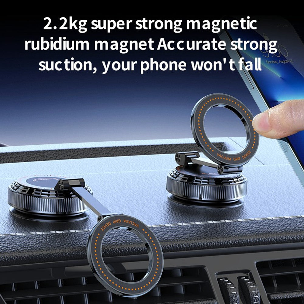 K9 All Metal Car Desktop Phone Holder Vacuum Suction Magnetic Stand 360 Degree Rotation Foldable Mount