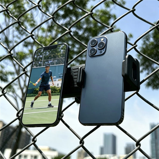 Outdoor-Handyhalterung – WQ-04 Dual-Phone Stand Fence Mount WQ-04 Dual-Phone-Ständer, Zaunhalterung für Sportplätze, Tennis, Stadion, Drahtgeflecht, universeller Telefonklemmenhalter