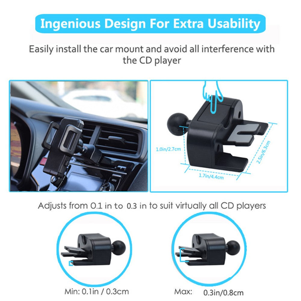 Universal Auto Car CD Slot Phone Mount for Driving Navigation 360-Degree Rotating Cell Phone Holder with Adjustable Clip