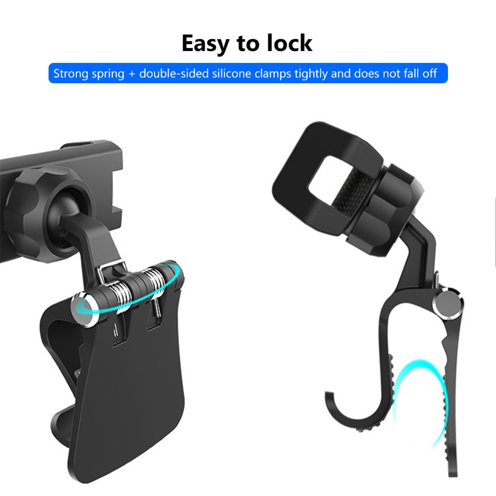 Multifunction Cellphone Holder 360° Rotatable Bracket for Car Back Seat Sun Visor Kitchen Suitcase