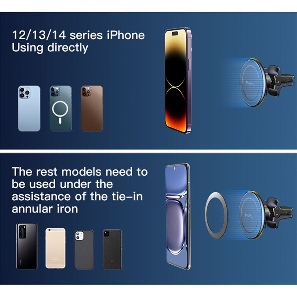 YESIDO C126 For iPhone 12 / 13 / 14 Zinc Alloy Car Magnetic Phone Holder 720 Degree Rotation Adhesive Bracket