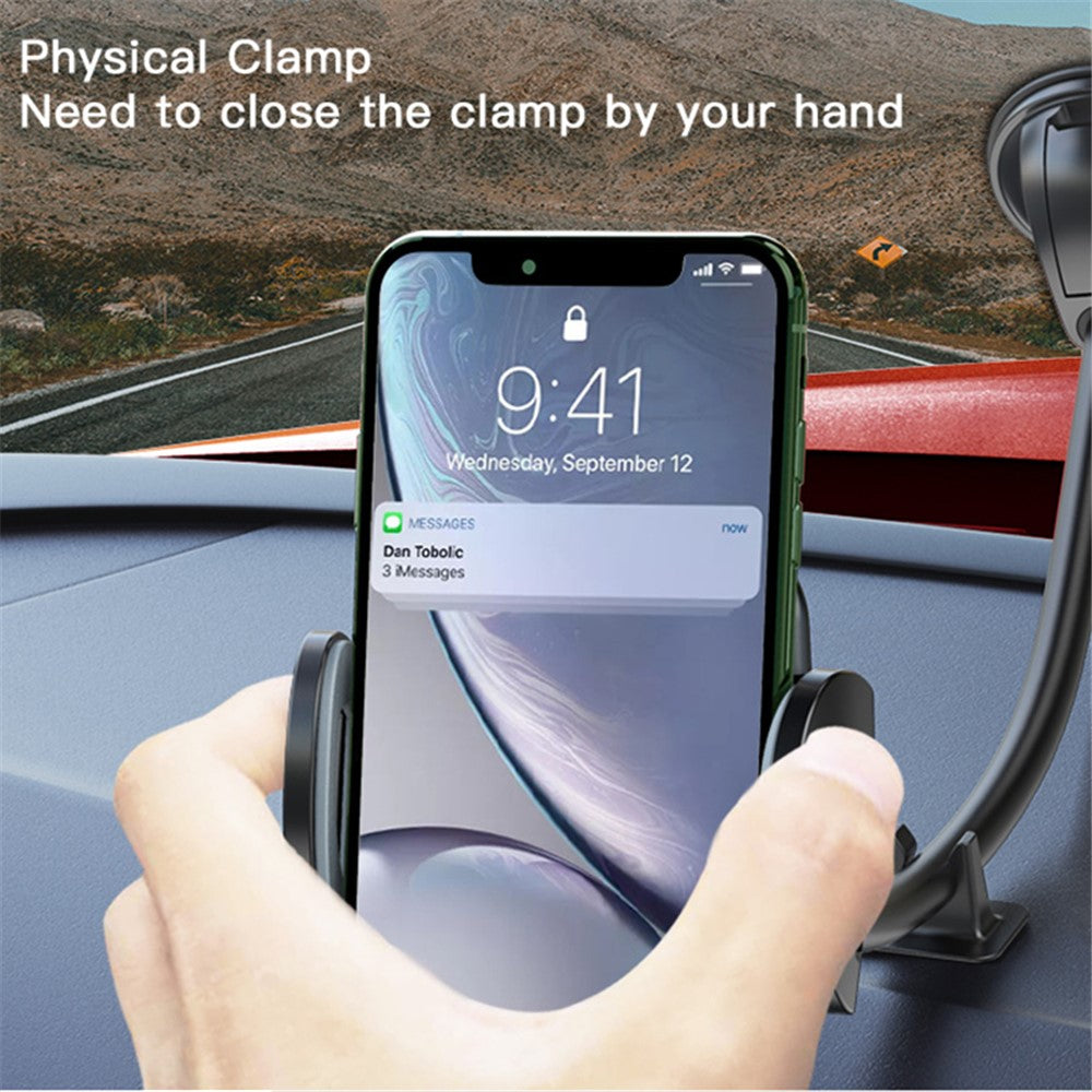 YESIDO C108 40cm Car Bendable Arm Smartphone Bracket Windshield Sucker Mount Cell Phone Holder with Mini Support