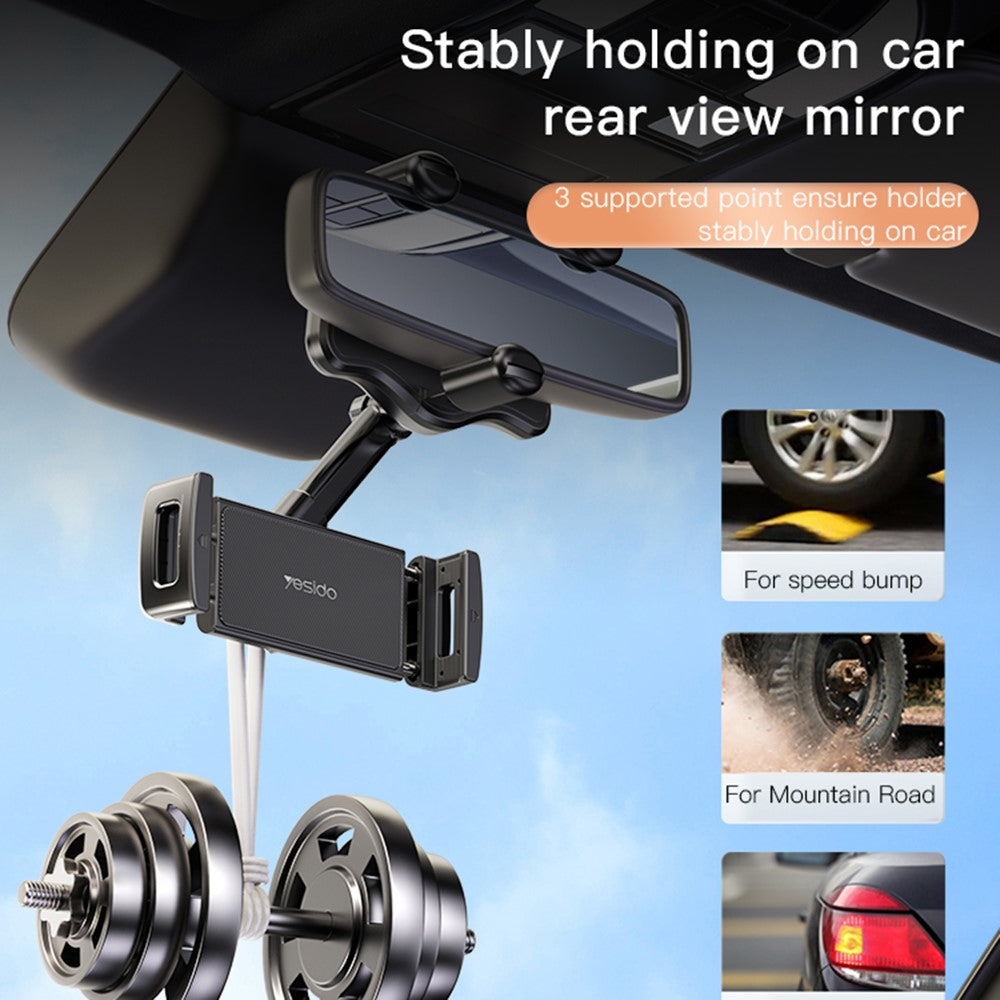 Auto-Handyhalterung für Rückspiegel – 360 Grad drehbar & ABS-Halterung