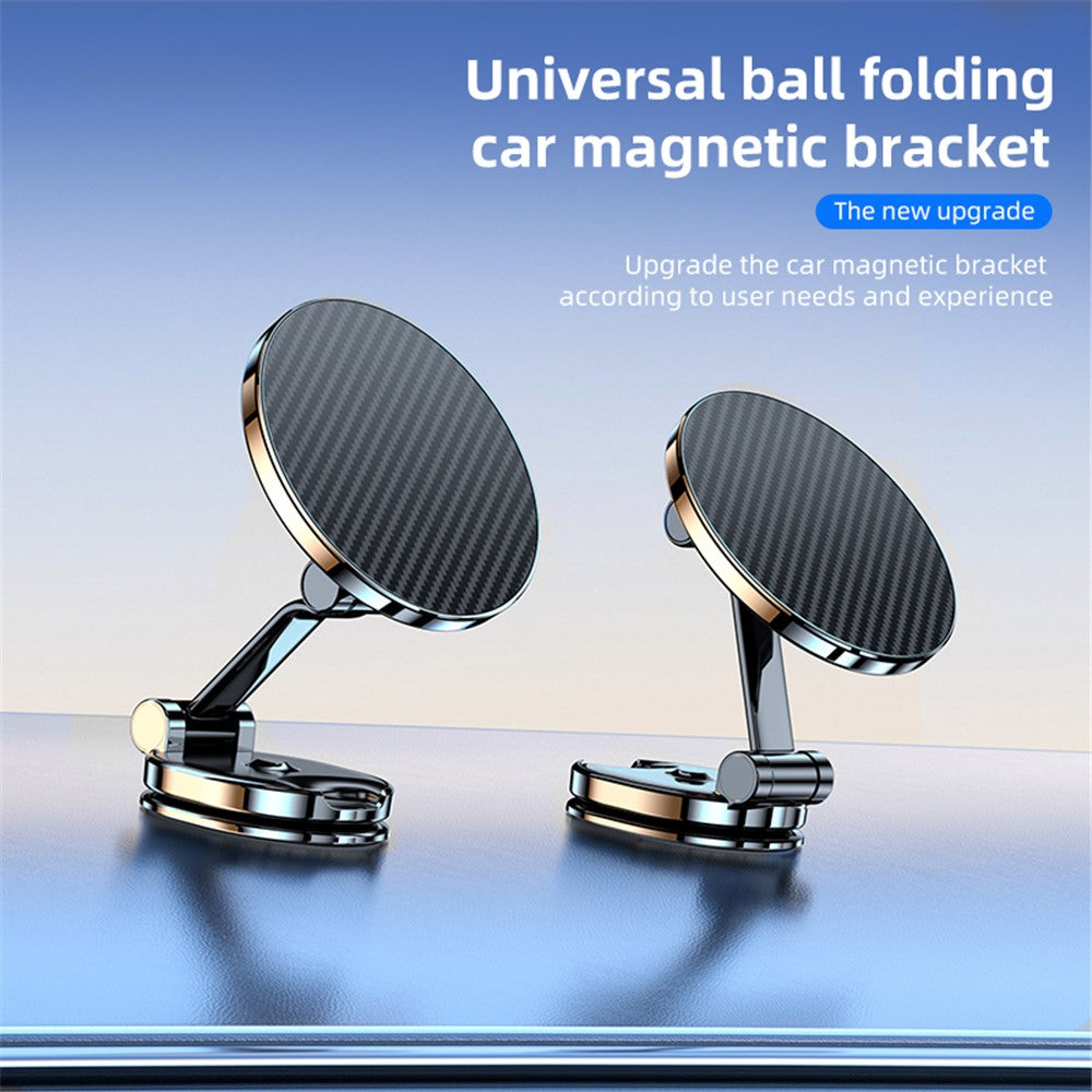 Carbon Fiber Texture Car Adhesive Base Magnetic Absorption Alloy Phone Holder Folding Bracket