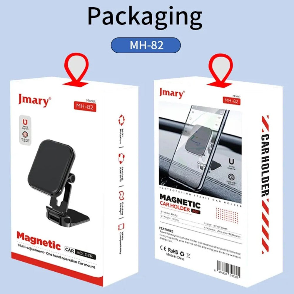 JMARY MH-82 Magnetische Auto-Handyhalterung – Für Armaturenbrett, faltbar, aus Zinklegierung
