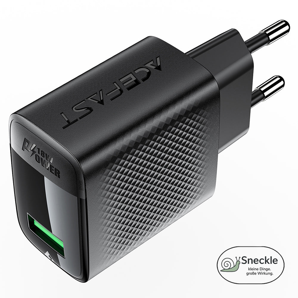 Wandladegerät 18W mit einzelnem USB-A-Anschluss - GaN Technologie