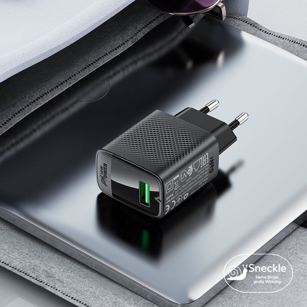 Wandladegerät 18W mit einzelnem USB-A-Anschluss - GaN Technologie