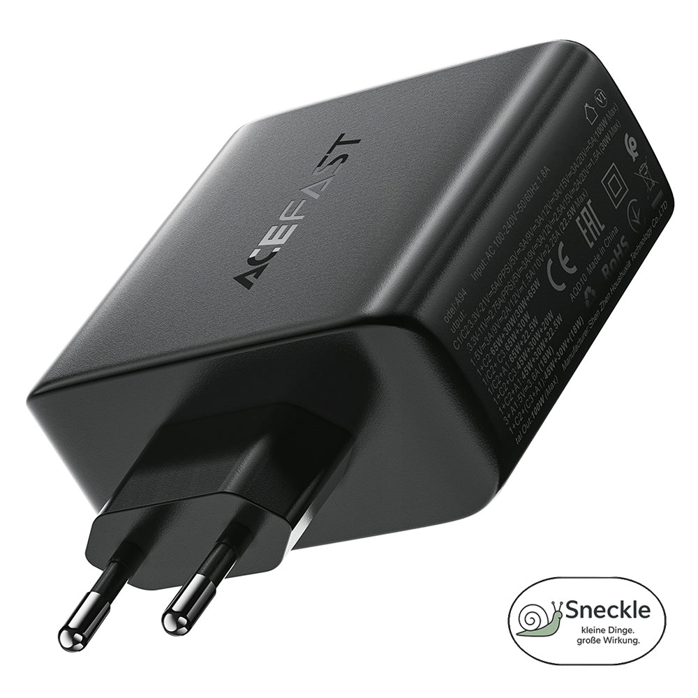 Wandladegerät 100W mit 4 Ports (3×USB-C, 1×USB-A) - GaN Technologie