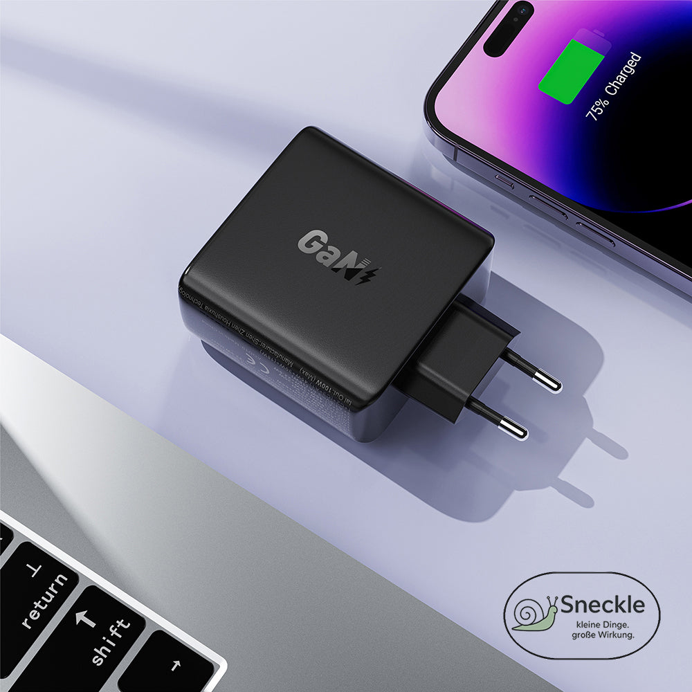 Wandladegerät 100W mit 4 Ports (3×USB-C, 1×USB-A) - GaN Technologie