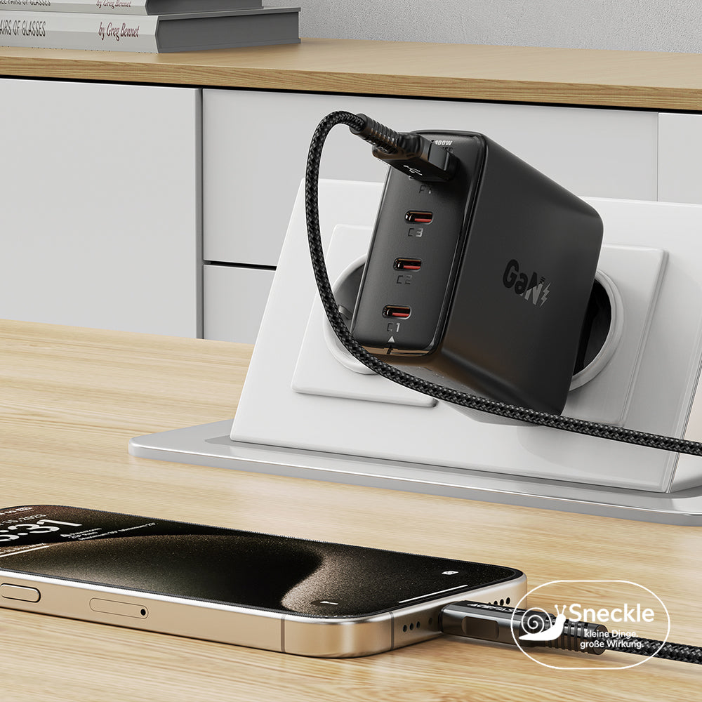 Wandladegerät 100W mit 4 Ports (3×USB-C, 1×USB-A) - GaN Technologie