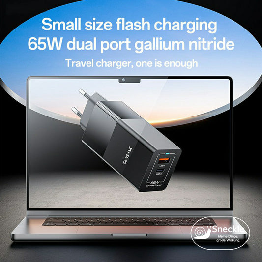 Wandladegerät 65W mit 2 Ports (1×USB-C, 1×USB-A) - GaN Technologie